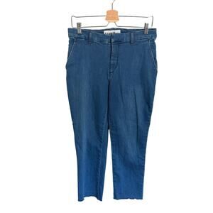 Frank & Eileen Wicklow Blue Straight Leg Chino Cropped Ankle Trouser 10